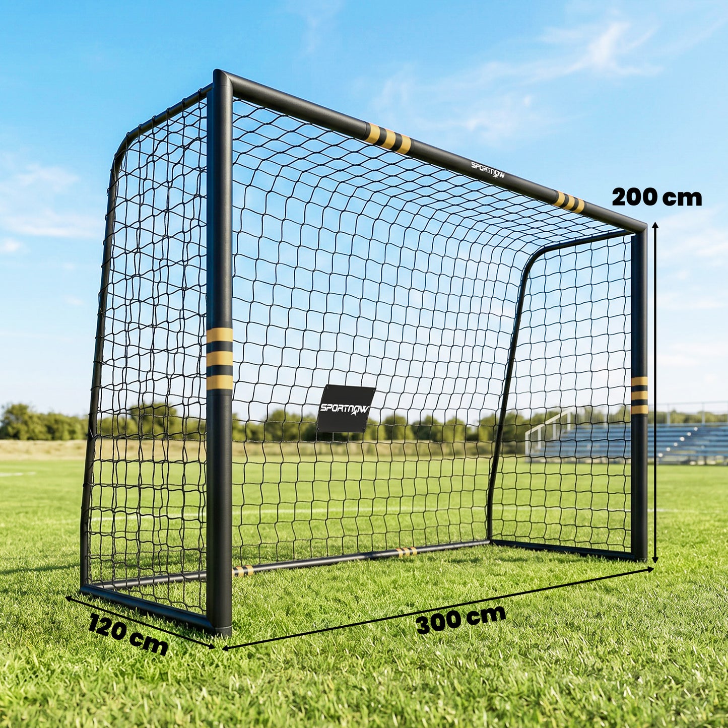 Football Goal, 10 x 6.5ft Football Net with Ground Stakes, EPE Foam Padding and Metal Frame, Easy Assembly, Yellow