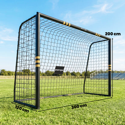Football Goal, 10 x 6.5ft Football Net with Ground Stakes, EPE Foam Padding and Metal Frame, Easy Assembly, Yellow