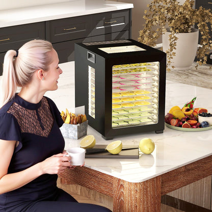 12-Tray 40-70℃ Food Dehydrator - Black