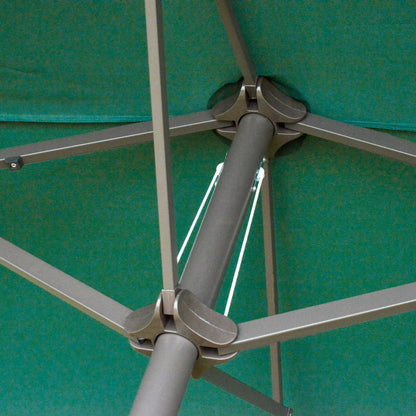 4.6M Sun Umbrella Canopy Double-sided Crank Sun Shade w/ Cross Base Dark Green