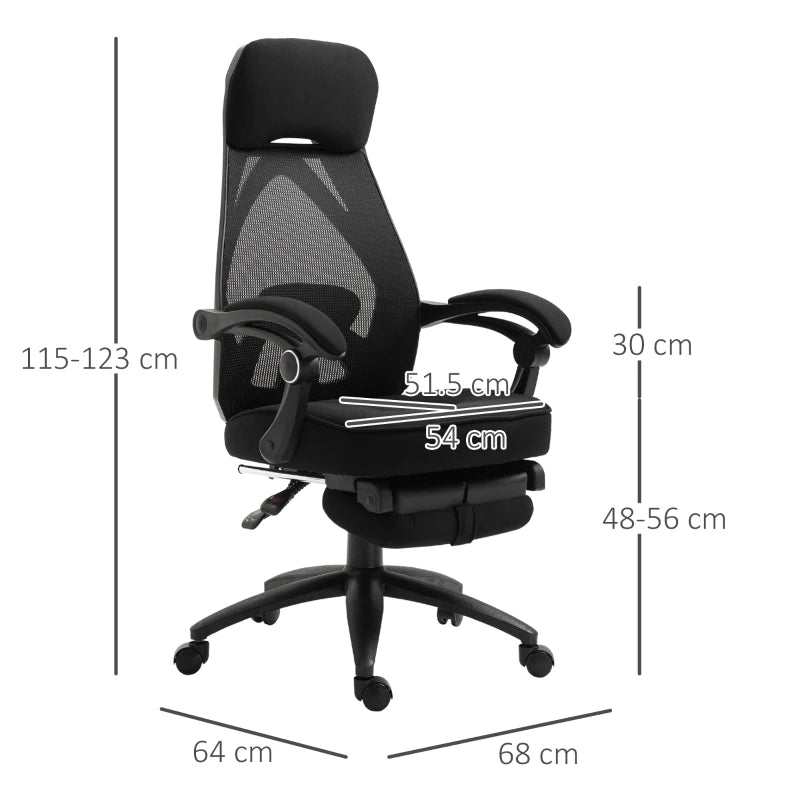 Mesh Adjustable Office Recliner Chair with Footrest, Headrest & Adjustable Height