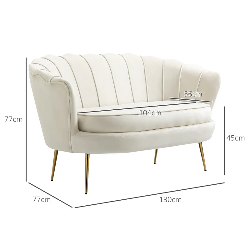 Modern Velvet Loveseat Sofa with Petal Backrest - 2 Seater