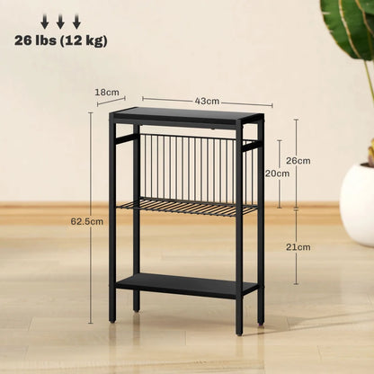 Three Shelf Industrial Style Side Table - Black