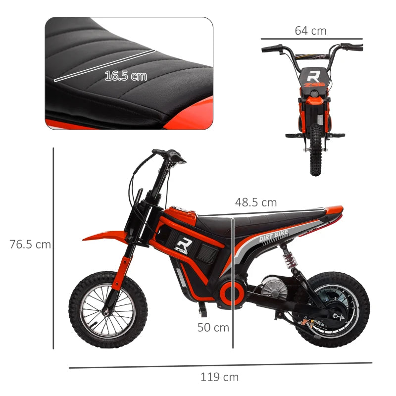 24V Electric Motorbike with Twist Grip Throttle and Horn for Kids - Red