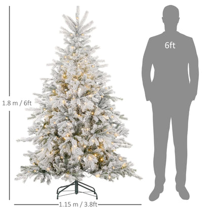 6ft - Snowy Christmas Tree with LED Lights and Metal Base Included