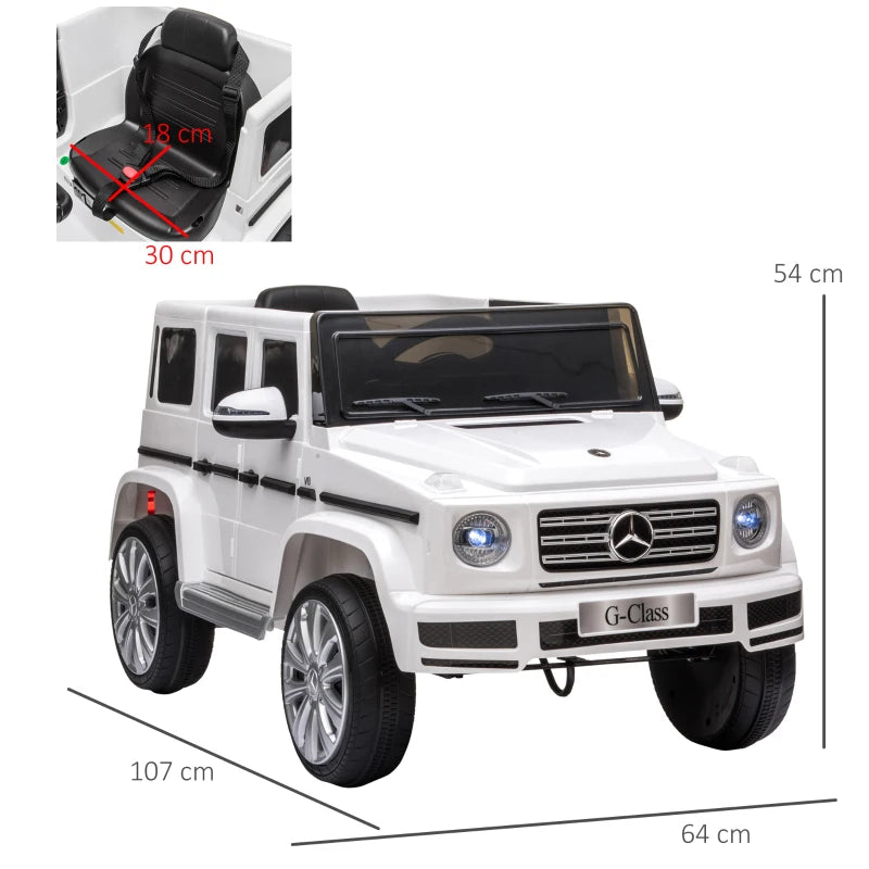 G-Wagon - 12V Kids Electric Ride On Car Toy w/ Remote Control - White