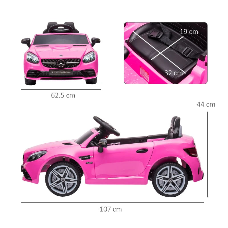 12V Kids Electric Ride On Car with Parental Remote, Two Motors, Music, Lights and Suspension - Pink