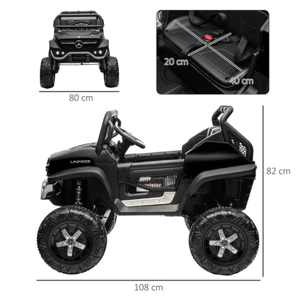 12V - Buggy / Unimog, Kids Electric Ride on Car, with Remote Control, Horn, Lights and MP3 - Black