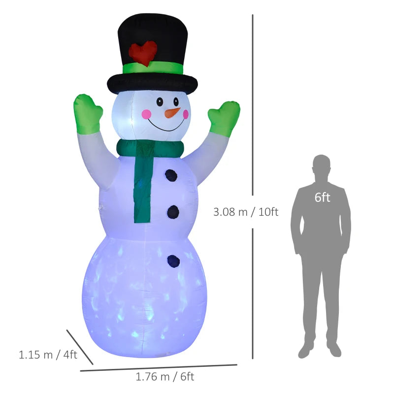 10ft Inflatable Snowman Christmas Decoration with Accessories