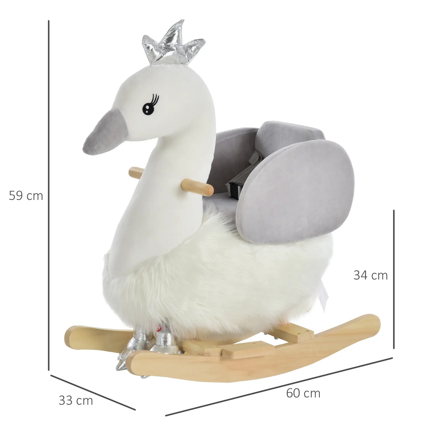 Swan Style Ride on Rocking Horse with Wooden Base and Safety Belt