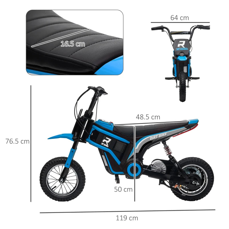 24V Electric Motorbike with Twist Grip Throttle and Horn for Kids - Blue