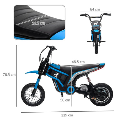 24V Electric Motorbike with Twist Grip Throttle and Horn for Kids - Blue