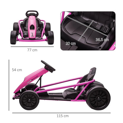 24V Electric Go Kart for Kids with 2 Speeds - Pink / Black