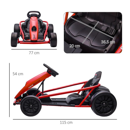 24V Electric Go Kart for Kids with 2 Speeds - Red / Black