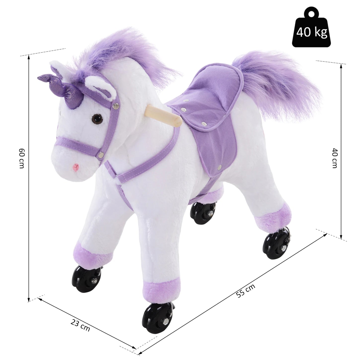 Unicorn Style Plush Riding Toy Horse with Sound Effect