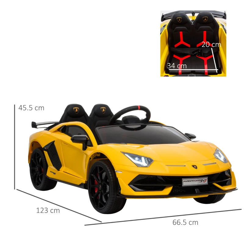 12V Kids Electric Ride On Car Racing Car Toy with Parental Remote Control, Music and Lights - Yellow