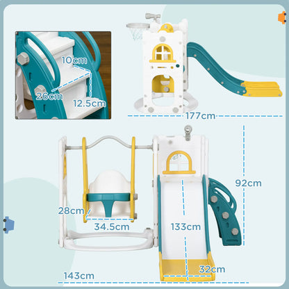 6in1 Swing Climbing Frame with Basketball Hoop, Swing and Telescope