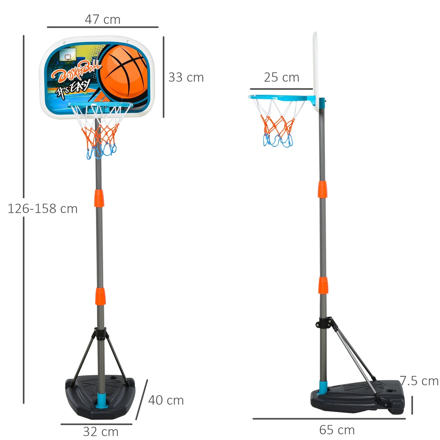 Height Adjustable Basketball Hoop for Kids with Basketball Included