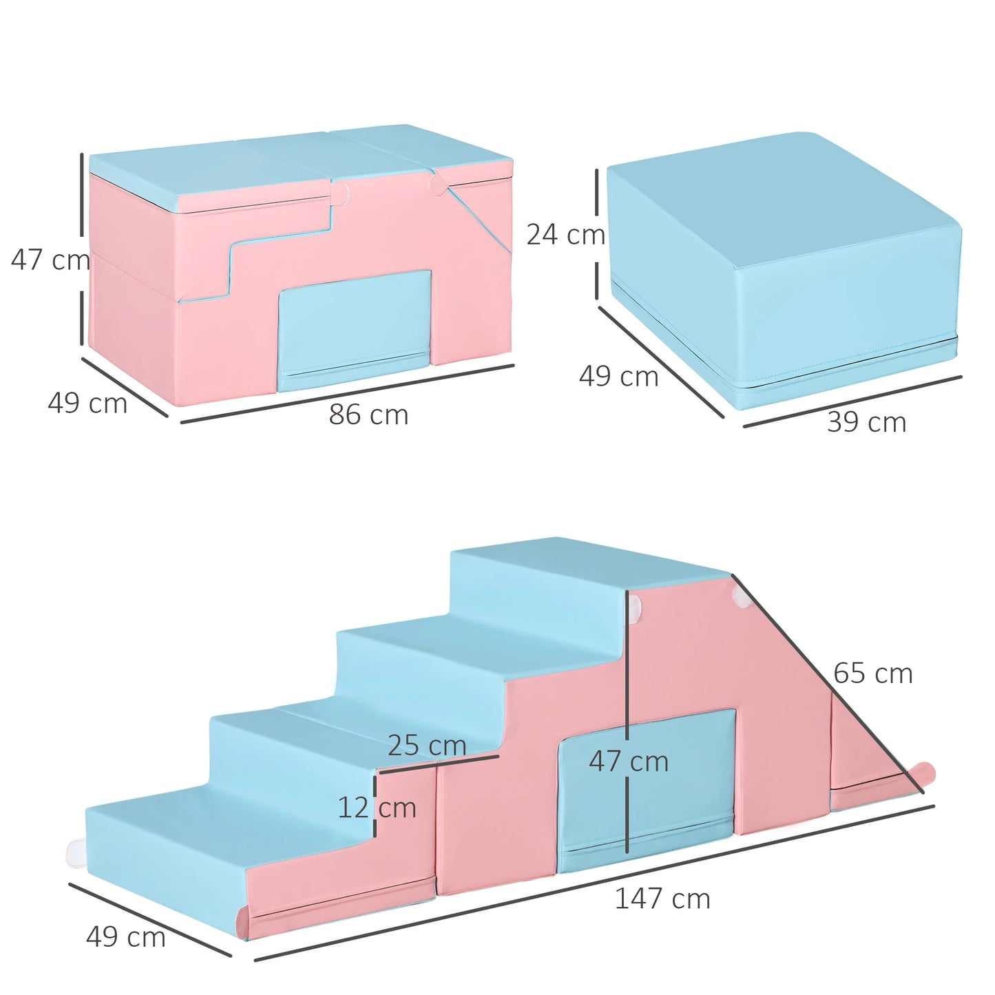 2-Piece Soft Play Set, Baby Foam Climber Block - Pink / Blue