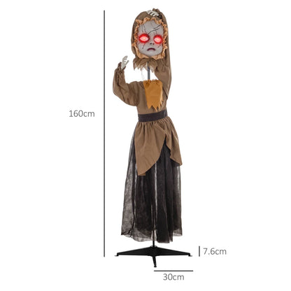 160cm Tall Scary Doll Halloween Decoration with Lights and Sound Effects