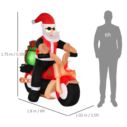 5.5ft Inflatable Santa Claus riding Inflatable Motorbike Christmas Decoration