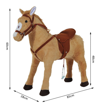 Stationary Ride on Plush Toy Horse with Sound Effect