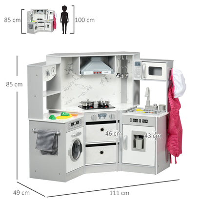 Toy Kitchen Playset with Running Water System - Grey