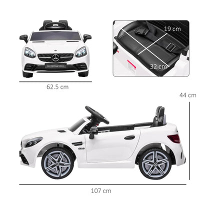 12V Kids Electric Ride On Car with Parental Remote, Two Motors, Music, Lights and Suspension - White