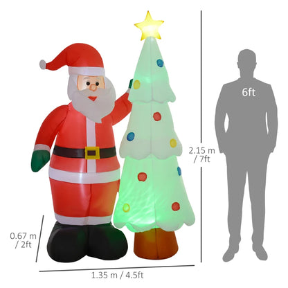 7ft Christmas Inflatable Decoration with Rotating Magic Ball Light and LED Light up Effect