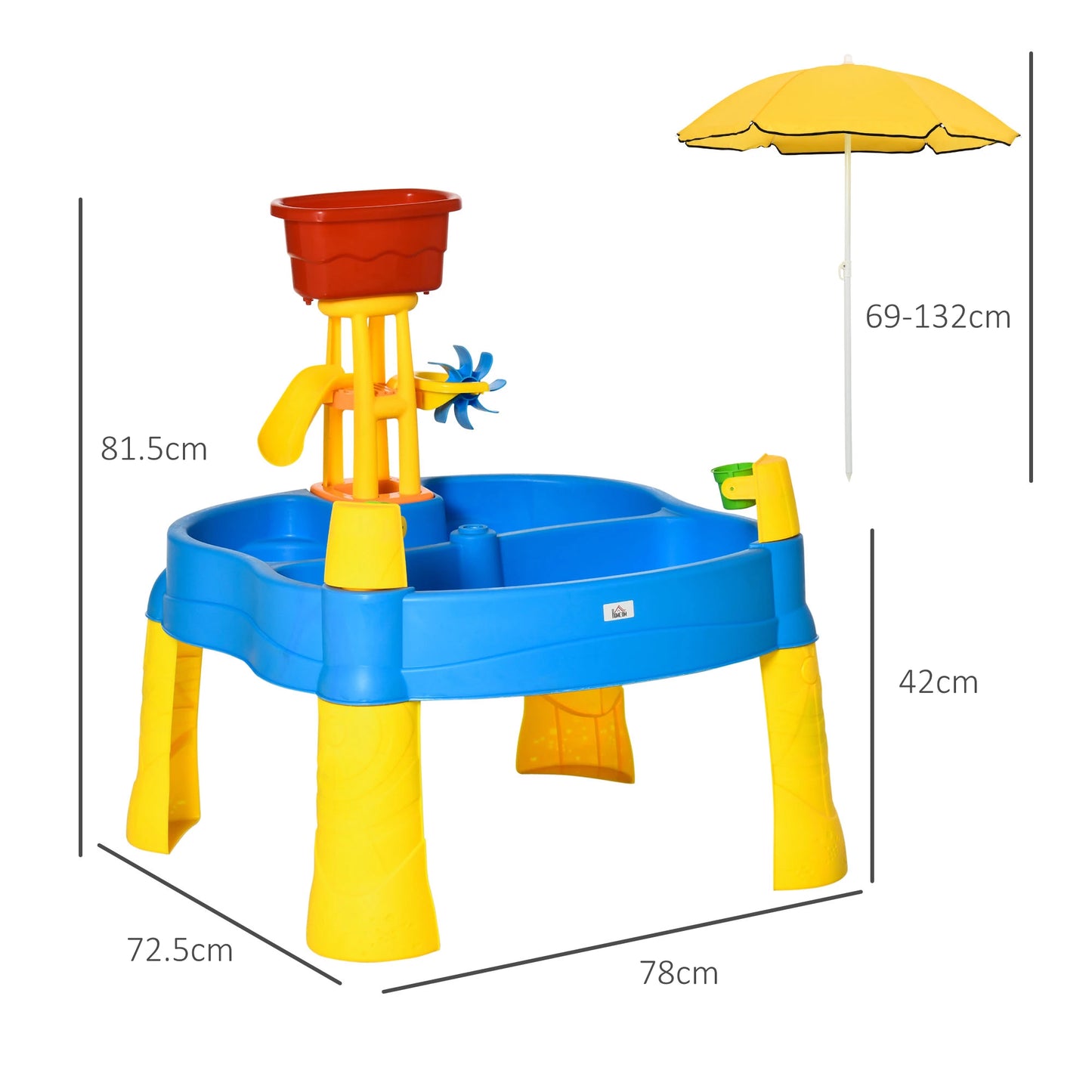 2in1 Sand and Water Table with Accessories and Adjustable Parasol