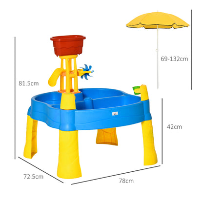 2in1 Sand and Water Table with Accessories and Adjustable Parasol