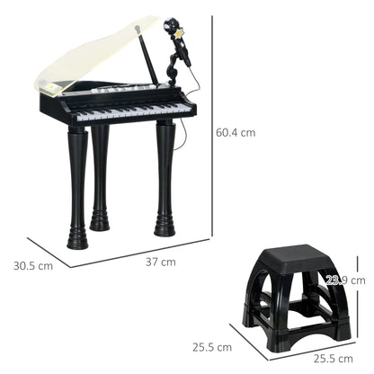 32 Key Kids Piano with See Through Lift Up Lid and Microphone - Black