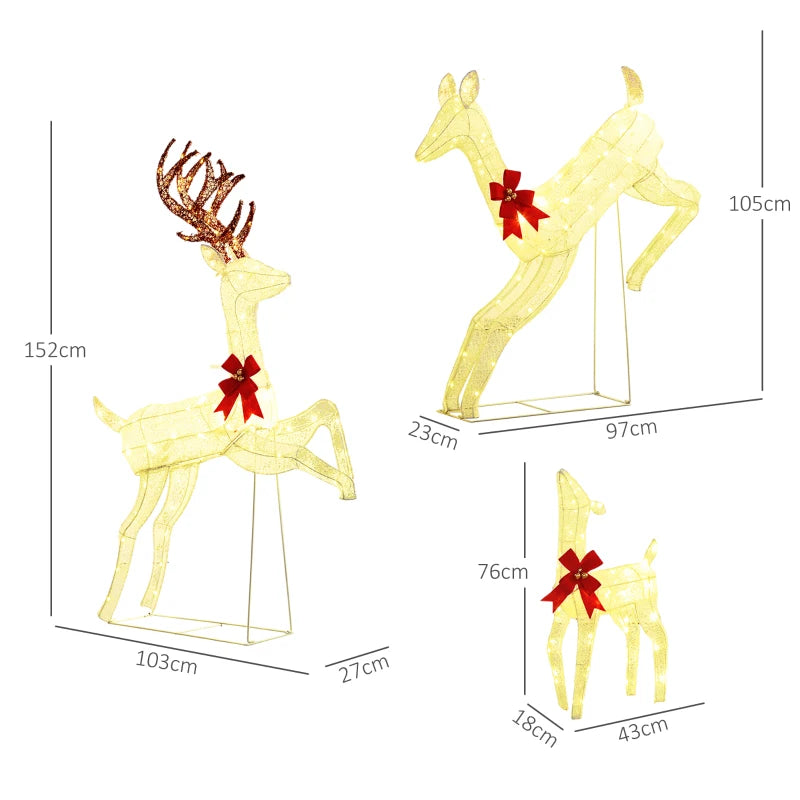 Three Piece LED Reindeer Set Christmas Decoration