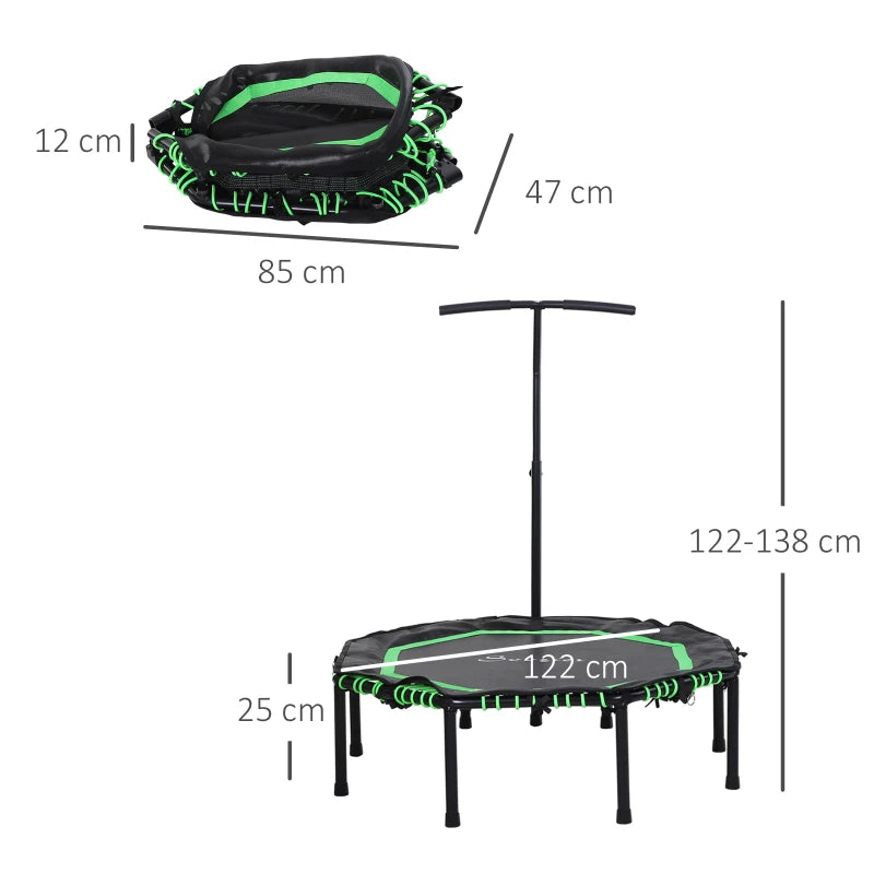 48" Octagonal Mini Fitness Exercise Trampoline Rebounder with Adjustable Handle