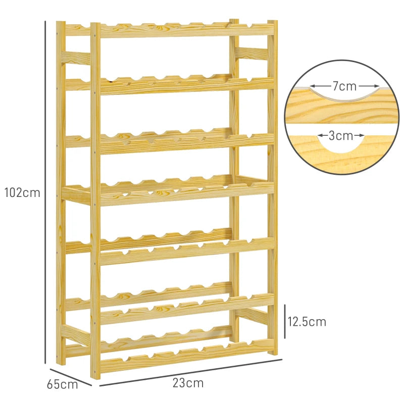 42 Bottle Wooden Wine Rack - Natural Finish