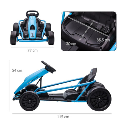 24V Electric Go Kart for Kids with 2 Speeds - Blue / Black