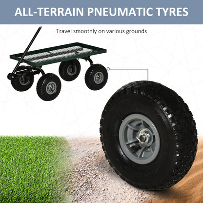 Garden Trolley Cart, Heavy Duty Garden Cart with Metal Frame, 10" Pneumatic Wheels, Rotating Handle, 150kg Capacity