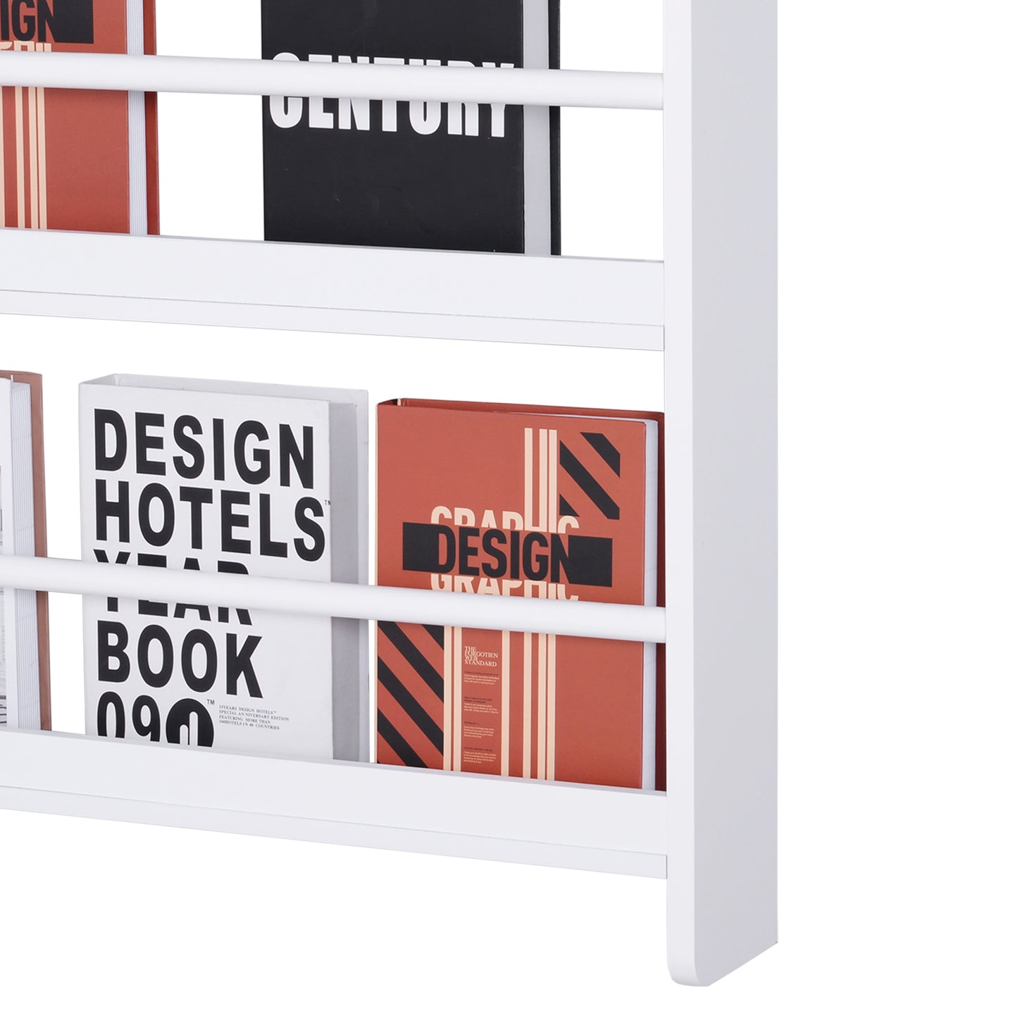 Bookcase, 4 Tier Wall Mounted Bookshelf, 15cm Depth Storage Shelving Rack for Bedroom Nursery Office Home