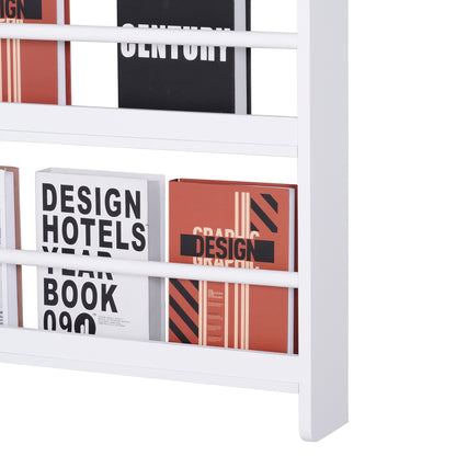 Bookcase, 4 Tier Wall Mounted Bookshelf, 15cm Depth Storage Shelving Rack for Bedroom Nursery Office Home