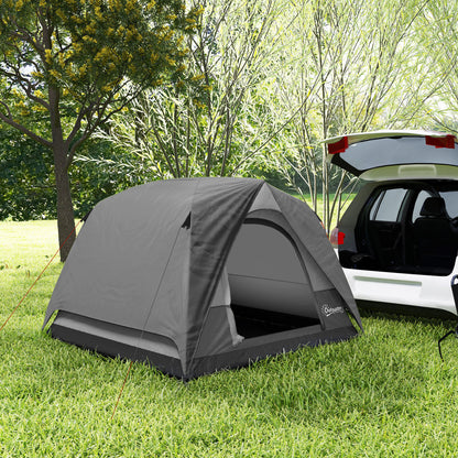 3-4 Person Camping Tent, Easy Set Up 3-4 Man Tent w/ Sewn-in Groundsheet, Waterproof Dome Tent w/ Mesh Windows, Grey