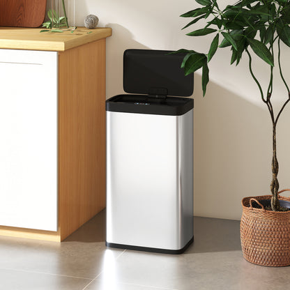 45L Stainless Steel Sensor Bin - Silver Tone