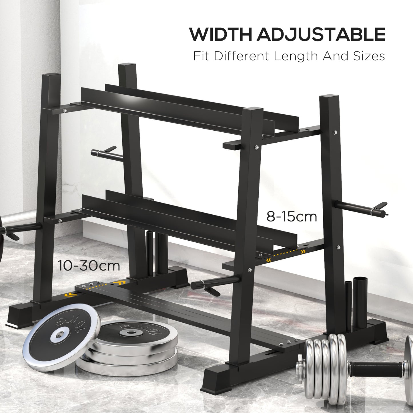 3-Tier Dumbbell Rack, Versatile Weight Rack with 4 Weight Rods for Dumbbells, Kettlebells and Plates (Rack Only)