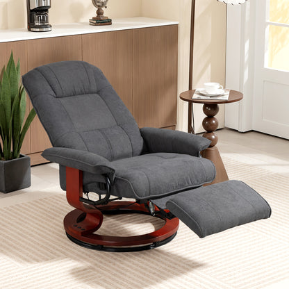 Reclining Swivel Chair, with Footrest - Grey