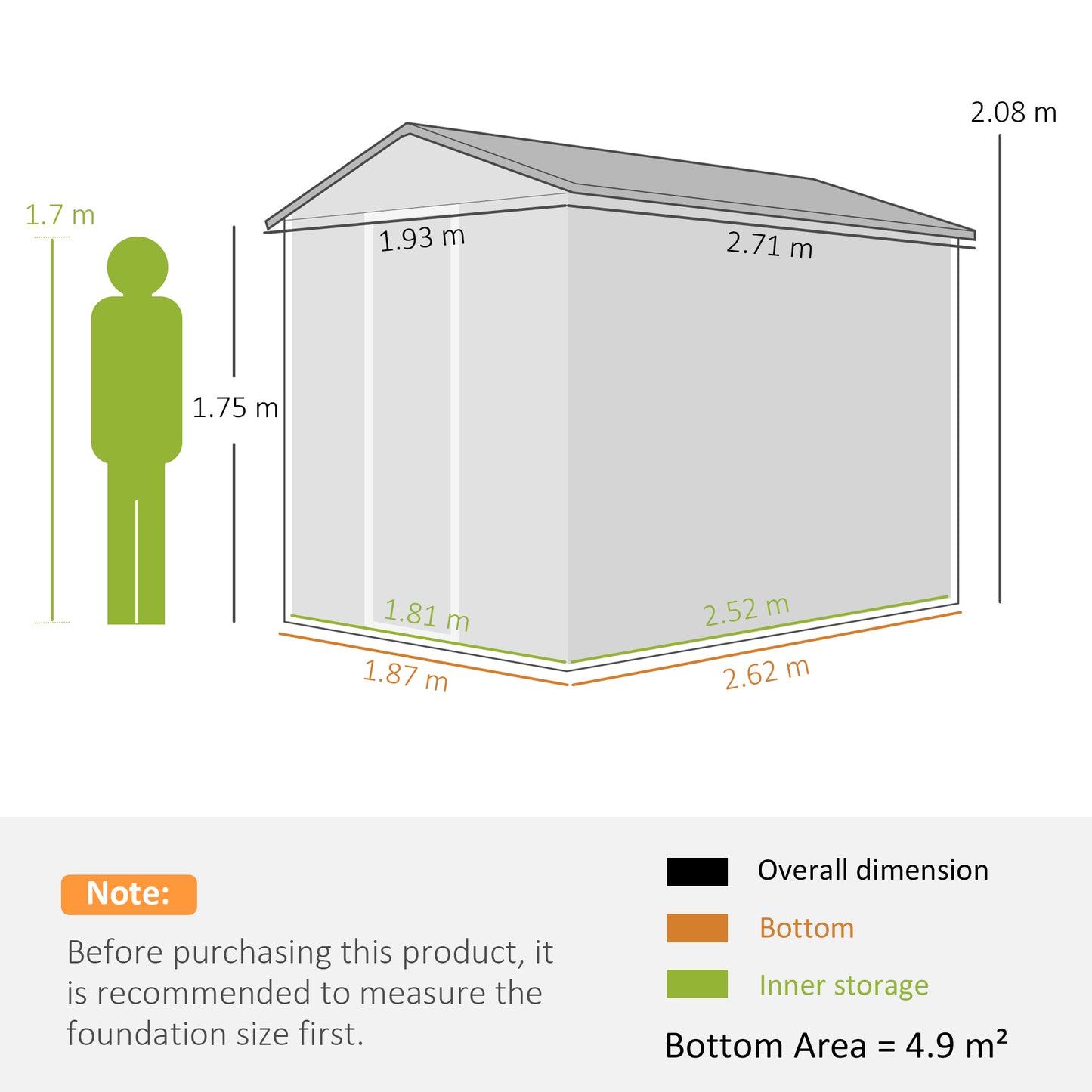 9x 6FT Metal Outdoor Garden Shed, Galvanised Tool Storage Shed w/ Sloped Roof, Lockable Door for Patio Lawn, Dark Grey