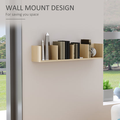 Wall Mount 84 CD / 56 DVD/Blu-ray/ Media Storage Rack 4 Cubes Wooden Shelf Organizer Unit Bookcase Display, Natural