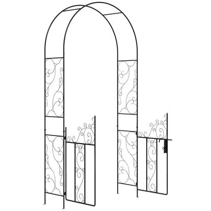 Outdoor Garden Arch with Double Gates, Metal Garden Arbor for Climbing Plants, Roses, Vines, Wedding Arch for Outdoor