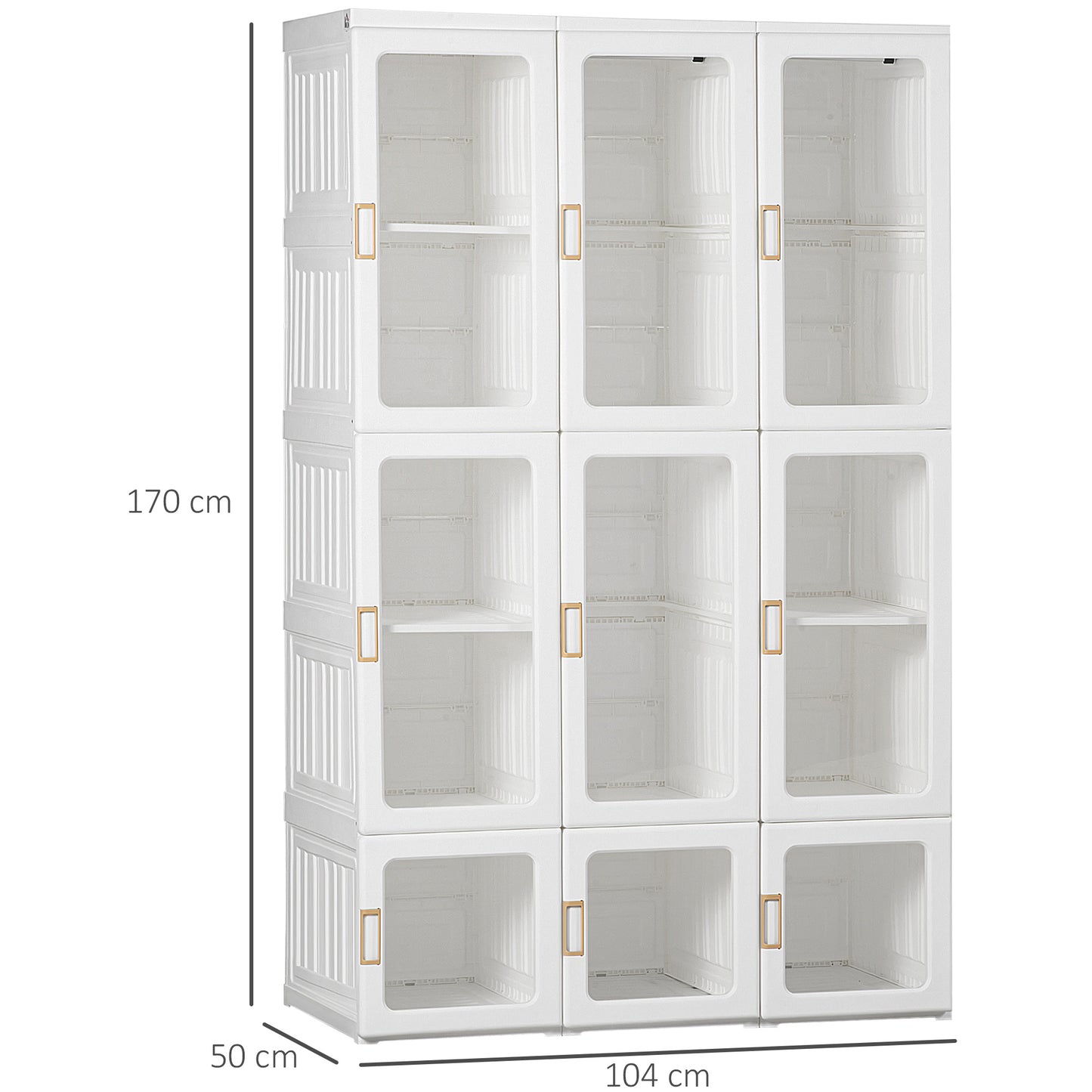 Portable Clothes Wardrobe for Bedroom, Foldable Clothes Organiser with Cube Storage, Hanging Rods, Magnet Doors, White