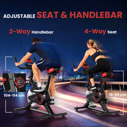 Indoor Upright Exercise Bike Machine, with Adjustable Seat, Resistance, Handlebar, LCD Display
