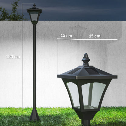 1.2m Solar Powered Outdoor Lamp Post - Black
