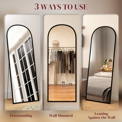 165cm Aluminium Frame Standing Mirror - Black
